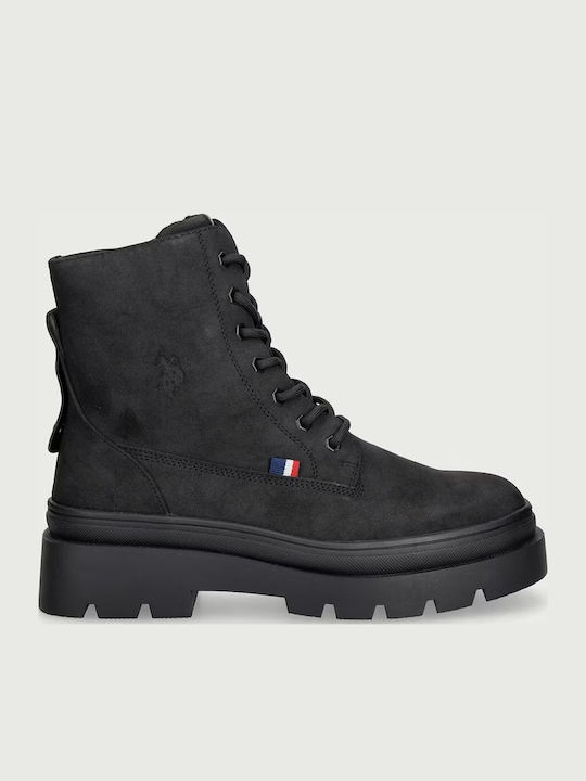 Damen-Kampfstiefeletten mit Mittelhohem Absatz Schwarz