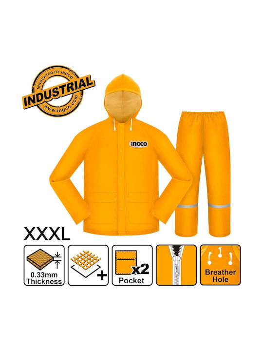 Ingco Impermeabil și Antivânt Bărbătesc Costum de Lucru Galben