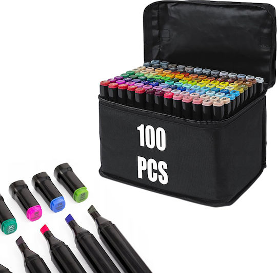 Set de Markere cu Alcool, 100 de Culori