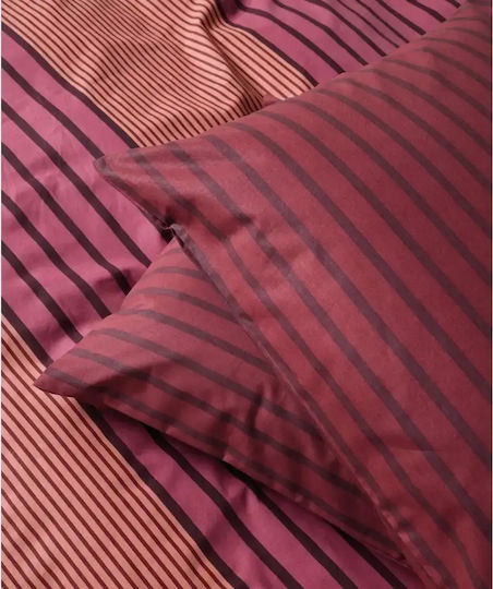 Kentia Versus Double Bed Sheet Set with Fitted Sheet 160x200+35cm Burgundy - Dark Red - Orange (4pcs)