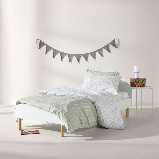 Kentia Jinu Single Fitted Sheet Set 90x200+35cm Light Green - White (3pcs)