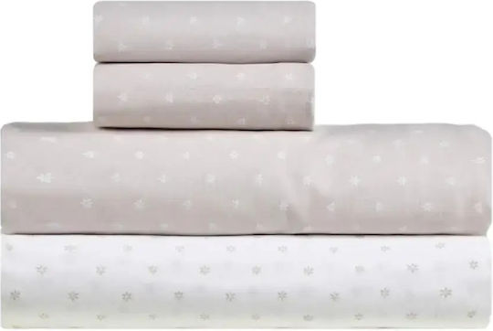 Kentia Loft Mary Double Bed Sheet Set 240x270cm Beige - White (4 pcs)