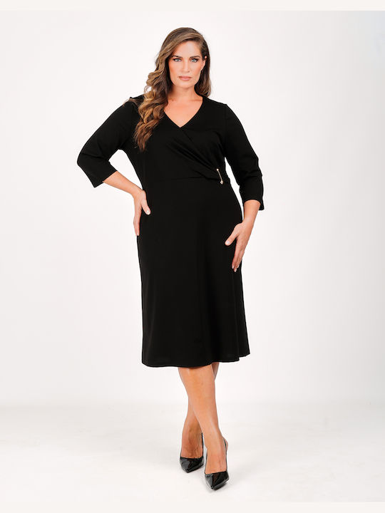 Midi-Wickelkleid Schwarz