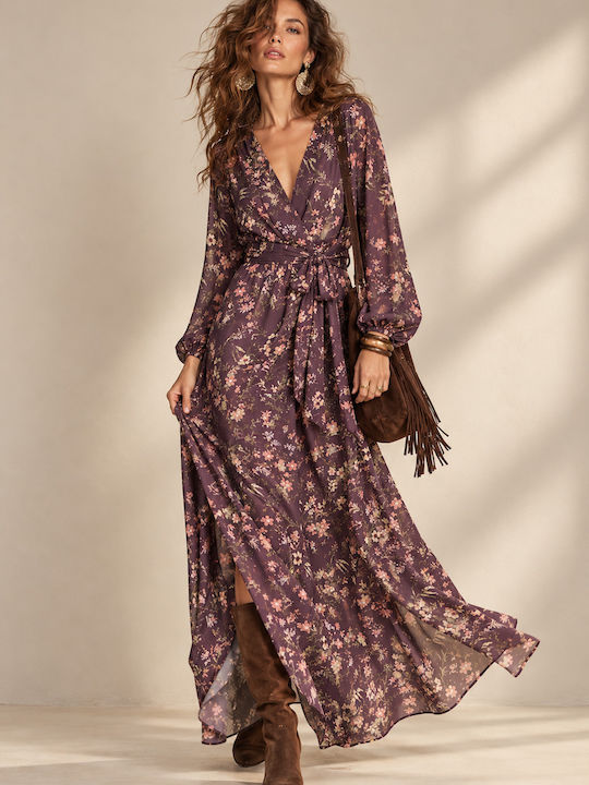 Maxi-Hemdkleid mit Wickeloptik Braun Floral Dress BR