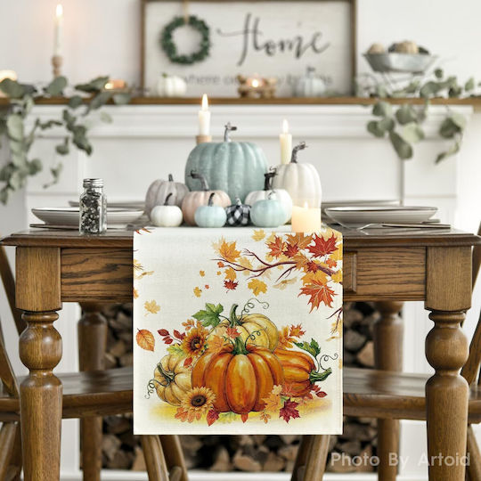 Decorative Table Runner Autumn Pumpkin Pattern 40 X 240 Cm