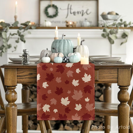 Autumn Decorative Table Runner Maple Leaf Pattern 40 X 140 Cm