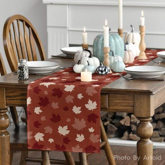 Autumn Decorative Table Runner Maple Leaf Pattern 40 X 140 Cm