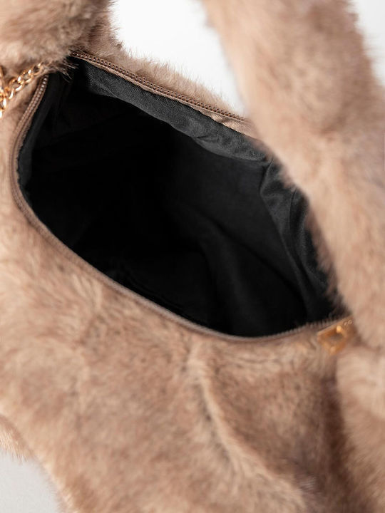 Damenhandtasche aus Gestricktem Stoff mit Fell Puro