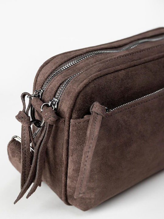 Damen-Crossbodytasche aus braunem Wildleder