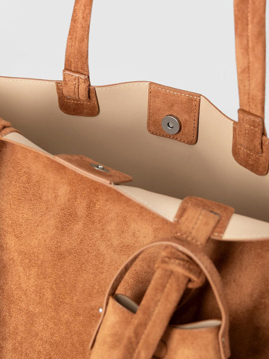Damen-Tote-Tasche aus Wildleder Braun