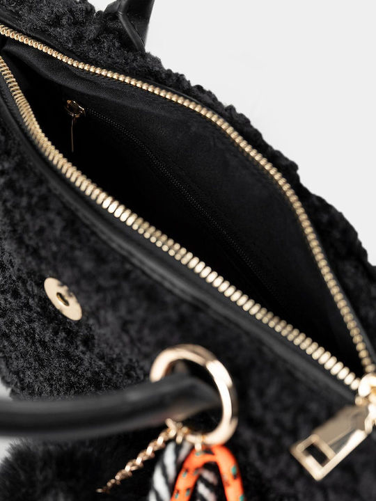 Schwarze Damen-Stoffhandtasche / Crossbody-Tasche