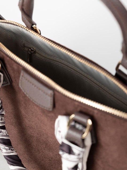 Damenhandtasche / Crossbody-Tasche aus braunem Wildleder