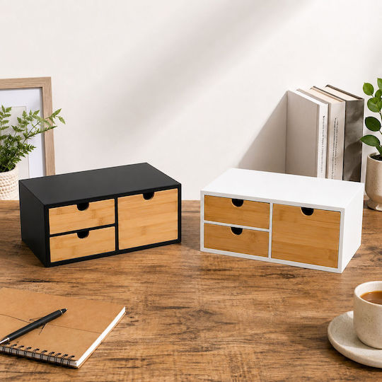 Relaxdays Sertar de Birou cu 3 Compartimente 21x13.5x33cm Alb