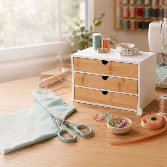 Relaxdays Organizator de Birou cu 3 Sertare 33x21x20 cm Negru