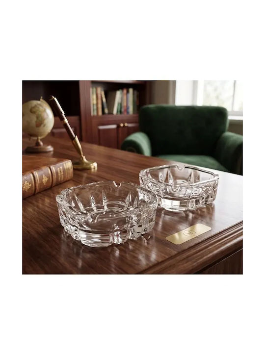 Set 6 Patterned Glass Ashtrays 4 Cigarette Holders Elegant Transparent