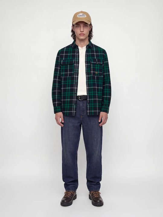 Jprbluivy Дългоръкав Overshirt със Стандартна Кройка на Каре Insignia Blue