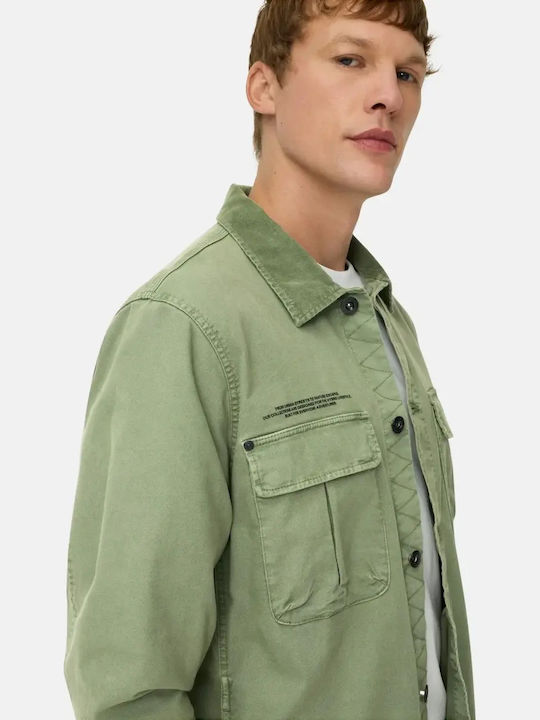 Long-Sleeve Linen Overshirt Green