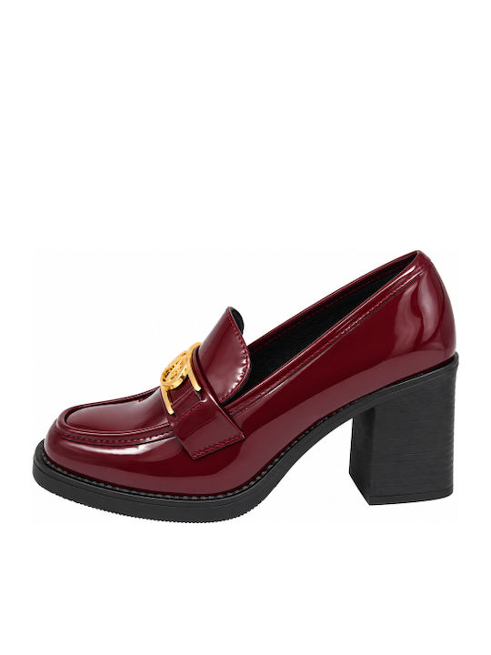 Burgundy Pumps With Chunky High Heels WI-YL254-27HH-MPORN