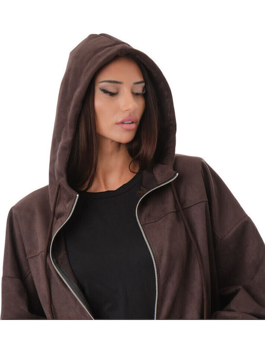 Braune Damen-Cropjacke aus Wildleder für den Winter