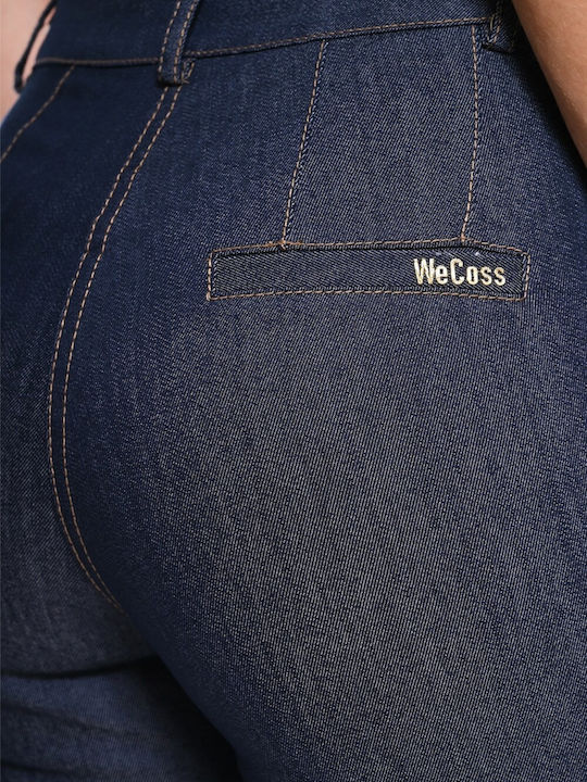 Women's High-Rise Fabric Flared Trousers in a Relaxed Fit Blue