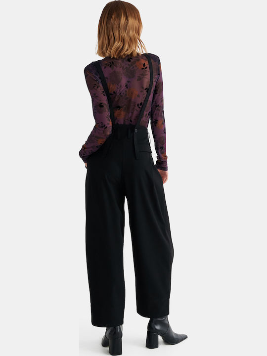 Women's Black Fabric Trousers
