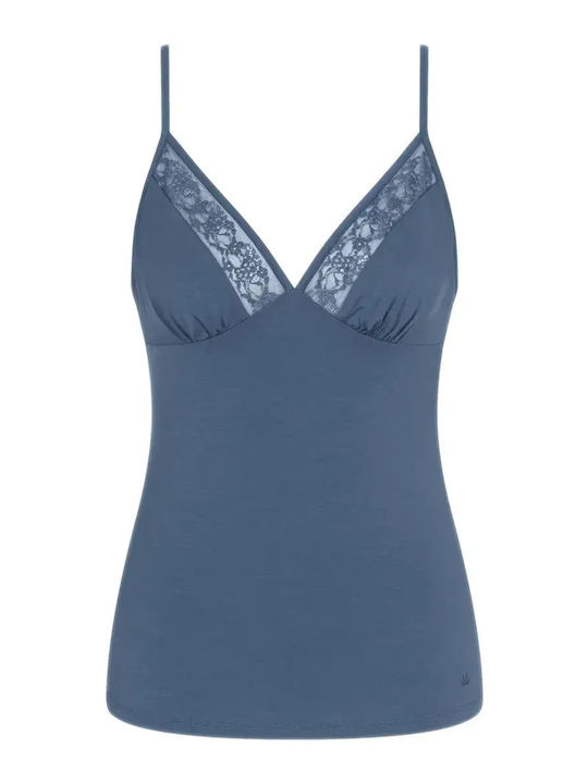 Triumph Winterliches Damen-Pyjamaoberteil Indigo Veil