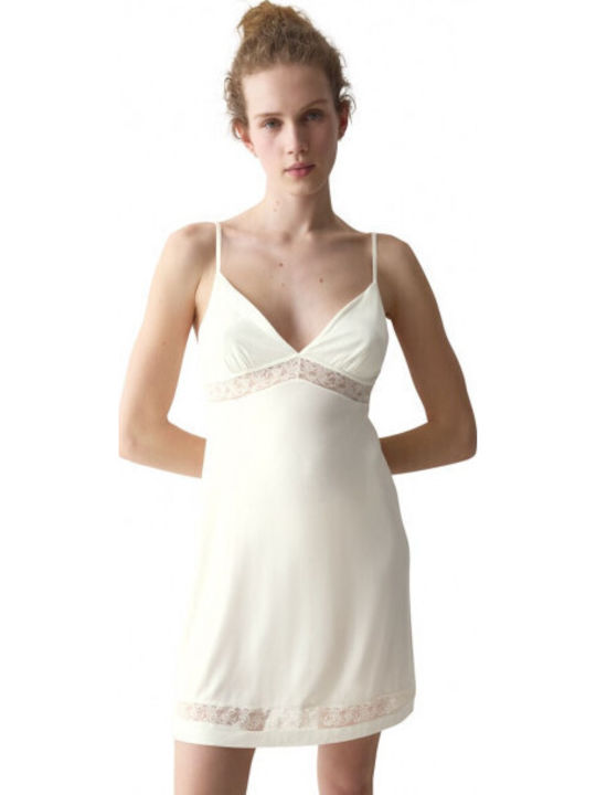 Triumph Χειμερινό Γυναικείο Νυχτικό Silk White Ndk