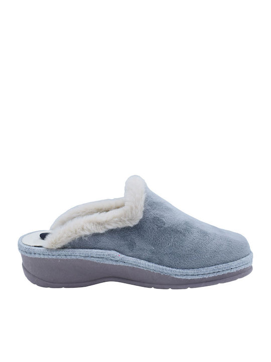Anatomische Damen-Clogs Hausschuhe mit Fell Grau