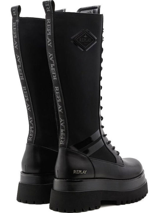Replay Damenstiefel mit Mittelhohem Absatz Schwarz