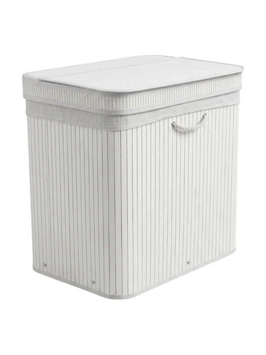 Atmosphera Bamboo Laundry Basket 150L with Lid 63x43x60cm White