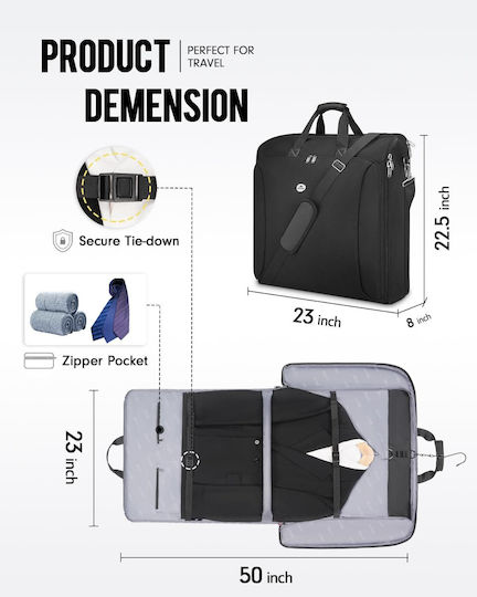Matein Fabric Hanging Storage Organizer for Bags / Suits / Clothes / Dresses / Coats / Ties / Socks in Black 58.42x20.32x57cm