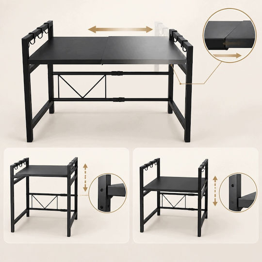 ikonka Suport Metalic pentru Cuptor cu Microunde 63x32x44 cm Negru