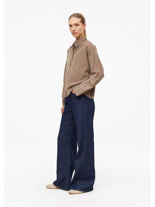 Long Sleeve Women's Brown Corduroy Shirt