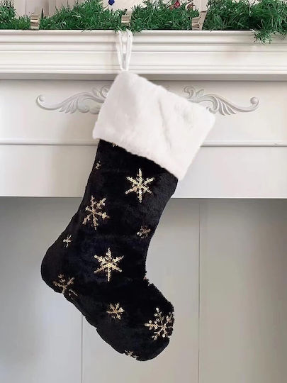 Weihnachtlicher Deko-Strumpf aus Stoff mit Stern, Schwarz, 2 Stück