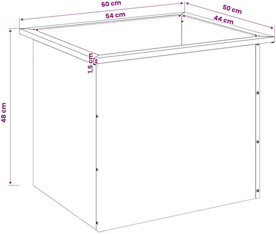vidaXL Metal Planter Box Silver 50x60x48 cm