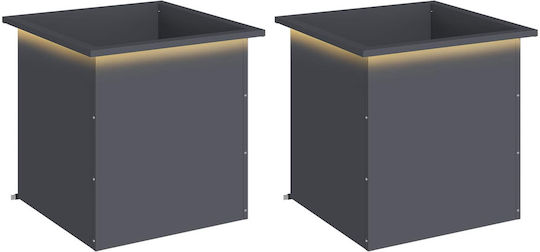 vidaXL Set of 2 Metal Planter Boxes Anthracite