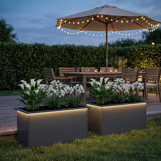 vidaXL Set of 2 Metal Planter Boxes Anthracite