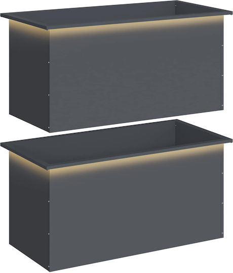 vidaXL Set of 2 Metal Planter Boxes Anthracite