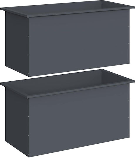 vidaXL Set of 2 Metal Planter Boxes Anthracite