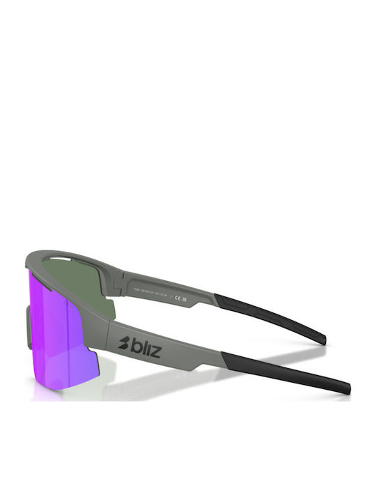 Bliz Unisex Sunglasses with Grey Frame and Purple Lens