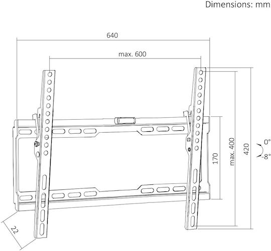 Maclean Energy MC-188 Wall Mounted TV Mount Up To 86" And 45kg Black
