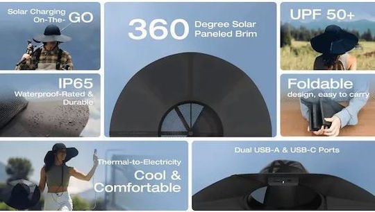 EcoFlow Power Hat Соларен Зарядно Размер L-XL 59-61 См Черен