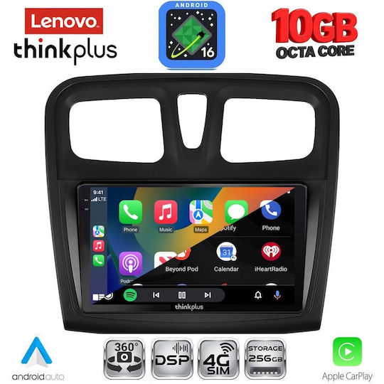 Lenovo Auto-Audiosystem für BMW X2 / X6 Dacia Logan / Sandero 2012–2019 (Bluetooth/USB/WiFi/GPS/Apple CarPlay/Android Auto) mit 9-Zoll-Touchscreen