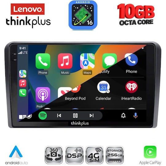 Lenovo Auto-Audiosystem für BMW X2 / X6 Ford Transit Custom / Tourneo Custom 2019-2025 (Bluetooth/USB/WiFi/GPS/Apple CarPlay/Android Auto) mit 10" Touchscreen