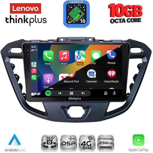 Lenovo Auto-Audiosystem für BMW X2 / X6 Ford Transit Custom / Tourneo Custom 2013–2019 (Bluetooth/USB/WiFi/GPS/Apple-CarPlay/Android-Auto) mit 9-Zoll-Touchscreen