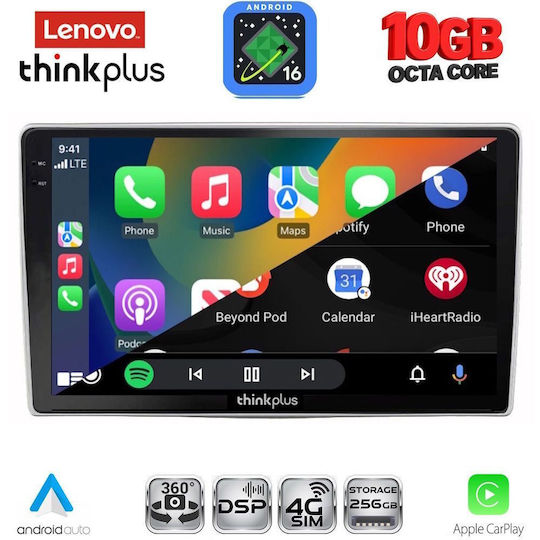 Lenovo Auto-Audiosystem für BMW X2 / X6 Alfa Romeo Mito 2008–2018 (Bluetooth/USB/WiFi/GPS/Apple-Carplay/Android-Auto) mit 9-Zoll-Touchscreen