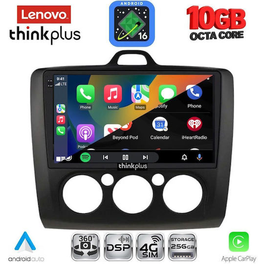 Lenovo Auto-Audiosystem für BMW X2 / X6 Ford Focus 2005–2012 mit A/C (Bluetooth/USB/WiFi/GPS/Apple CarPlay/Android Auto) mit 9-Zoll-Touchscreen