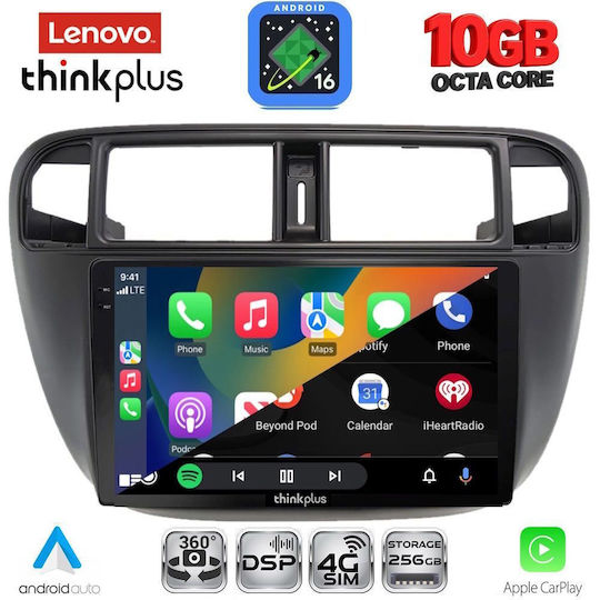 Lenovo Auto-Audiosystem für BMW X2 / X6 Honda Civic 1995–2001 mit A/C (Bluetooth/USB/WiFi/GPS/Apple-CarPlay/Android-Auto) mit 9-Zoll-Touchscreen