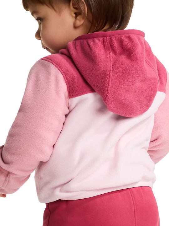 Kids Fleece Hooded Jacket Pink Glacier