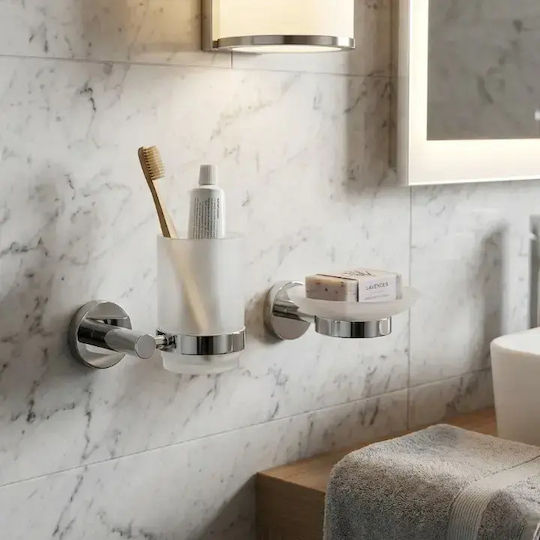 Set de Accesorii de Baie Montat pe Perete, Metalic, Argintiu, 6 Bucăți